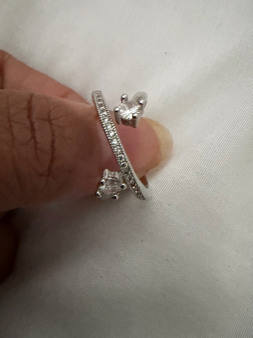 Silver Crystal Open Band Ring - Women Jewelry